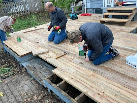 Jack leading volunteers on site